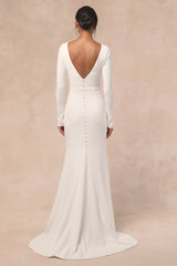 Feeling of Forever White Long Sleeve Mermaid Maxi Dress