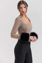 Antonia Brown Puppytooth Corset Top