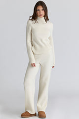 Skye Ivory Merino Wool Roll Neck Sweater