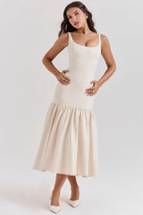 Amore Vintage Cream Dropped Waist Midi Dress