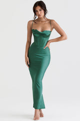 Charmaine Forest Corset Maxi Dress