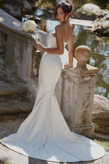 Veronique Ivory Satin Strapless Bridal Gown