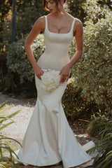 Leonie Ivory Satin Button Back Bridal Gown