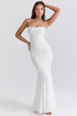 Joan Ivory Lace Up Back Maxi Dress