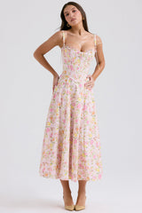 Clarabelle Pink Meadow Print Cotton Midi Sundress