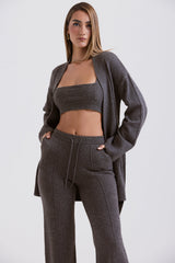 Alaia Charcoal Cashmere Blend Belted Cardigan