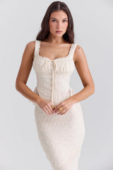Jean Vintage Cream Cotton Broderie Anglais Peplum Top