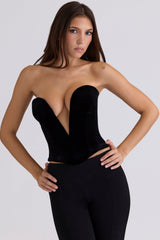 Vienne Black Velvet Deep Plunge Corset Top
