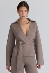 Fallon Taupe Wool Wrap Contour Jacket