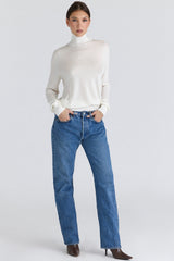 Angel Ivory Silk + Wool Roll Neck Sweater