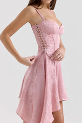 Lola Pink Jacquard Draped Mini Dress