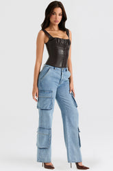 Ria Blue Washed Utility Jeans