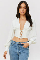 Mirabelle White Lace Up Corset