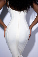 The Hourglass Ivory Midi Bandage Dress