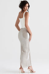 Colette Shimmer Champagne Midi Skirt