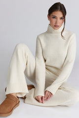 Skye Ivory Merino Wool Roll Neck Sweater