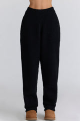 Geena Black Wool Boucle Knit Trousers