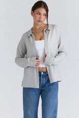 Devon Grey Cashmere + Merino Wool Knit Shirt