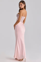 Ayana Pink Lace + Satin Maxi Corset Dress