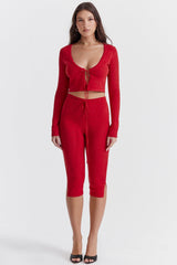 Perla Cherry Ribbed Knit Top