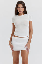 Mariella White Knit Mini Skirt