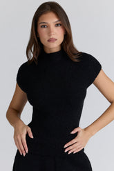 Caia Black Wool Boucle Knit Top