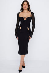 Ophelia Black Cutout Midi Dress