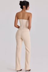 Chiara Vintage Ivory Crepe Straight Leg Trousers