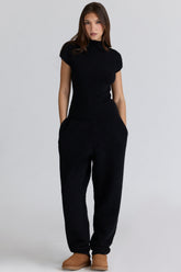 Geena Black Wool Boucle Knit Trousers