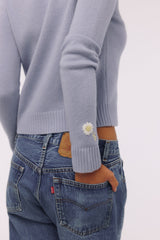 Abbie Bluebell Merino Wool + Cashmere Crew Neck Sweater