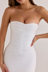 The Sweetheart True White Strapless V Waist Bandage Mini Dress