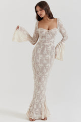 Delilah Vintage Cream Lace Maxi Dress