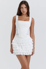 Fifi White Layered Mini Skirt