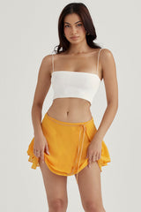 Clarice Tangerine Floaty Layered Mini Skirt