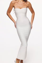 The Sweetheart True White Strapless V Waist Bandage Maxi Dress