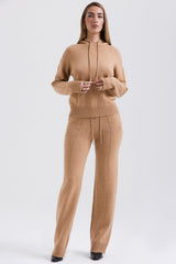 Yalina Camel Cashmere Blend Trousers