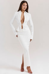 Eden White Cotton Twill Maxi Skirt