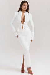 Eden White Cotton Twill Maxi Skirt