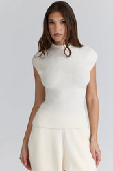 Caia Ivory Wool Boucle Knit Top