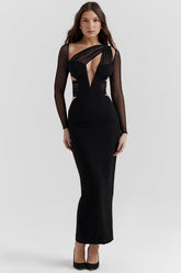 Zahra Black Plunge Maxi Dress