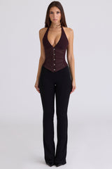 Lia Chocolat Satin Waist Cinch Corset Top