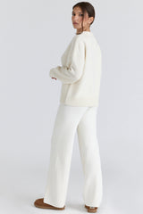 Andie Ivory Merino Wool Knit Trousers