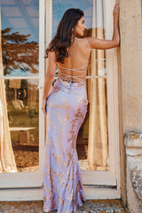 Capriana Orchid Jacquard Satin Gown