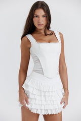 Fifi White Layered Mini Skirt