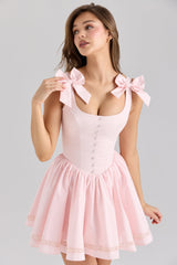 Lyla Pink Stretch Cotton Mini Dress