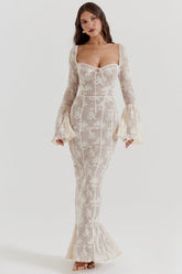 Delilah Vintage Cream Lace Maxi Dress