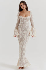 Delilah Vintage Cream Lace Maxi Dress