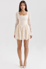 Fae Cream Lace Long Sleeve Mini Dress