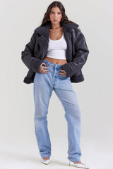 Madden Grey Vegan Shearling Aviator Jacket