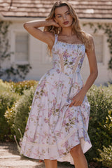 Kim Lilac Floral Cotton Midi Sundress